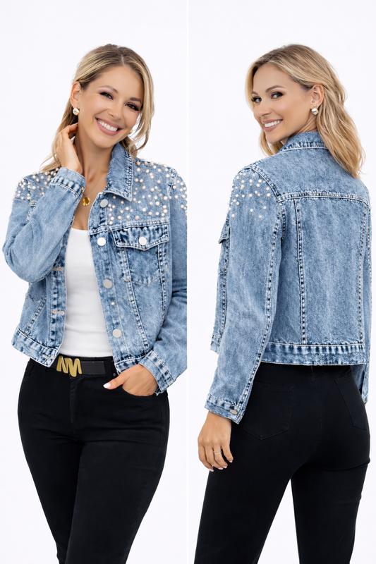 Pearl Accent Cropped Jacket