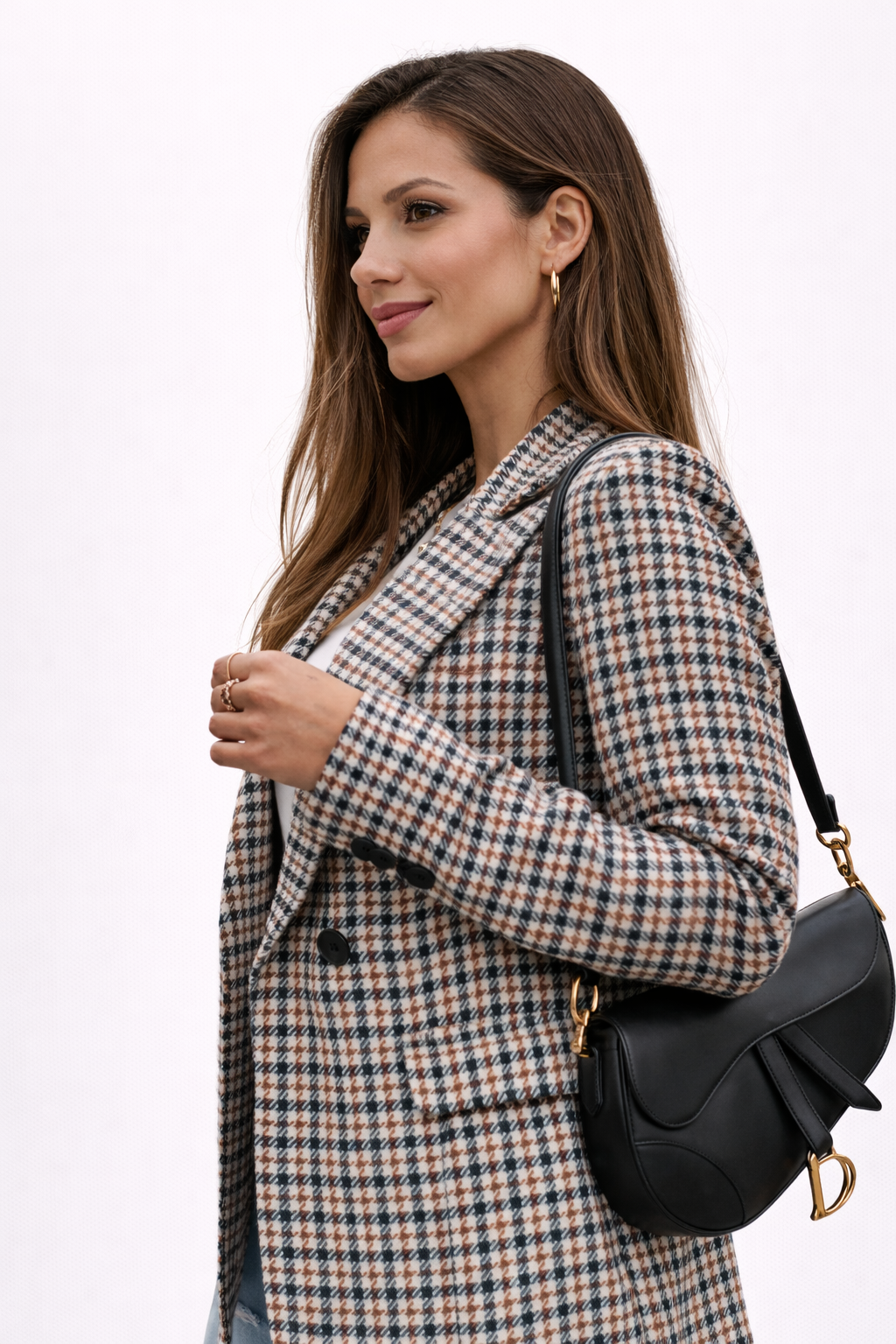 Longline Plaid Blazer