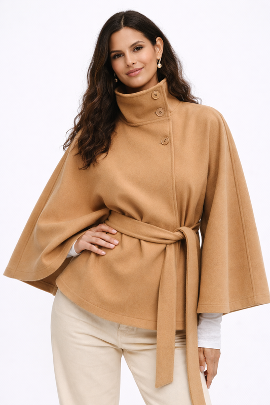 High-Neck Batwing Coat