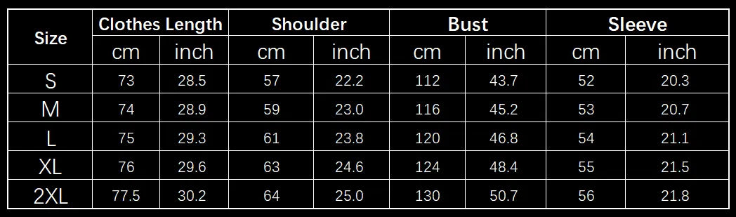 SIZE GUIDE inches