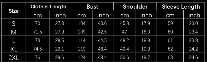 SIZE GUIDE inches