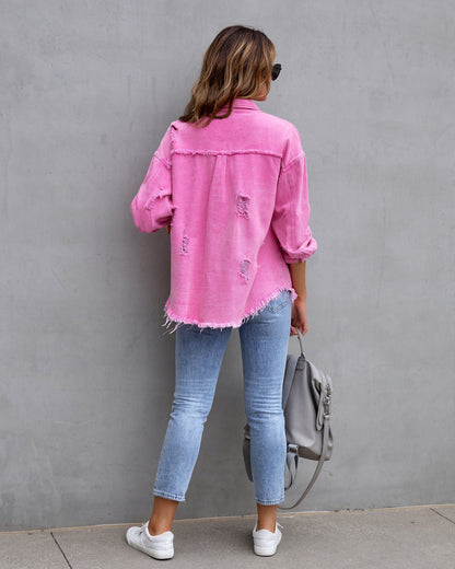 Distressed Shirt Jacket