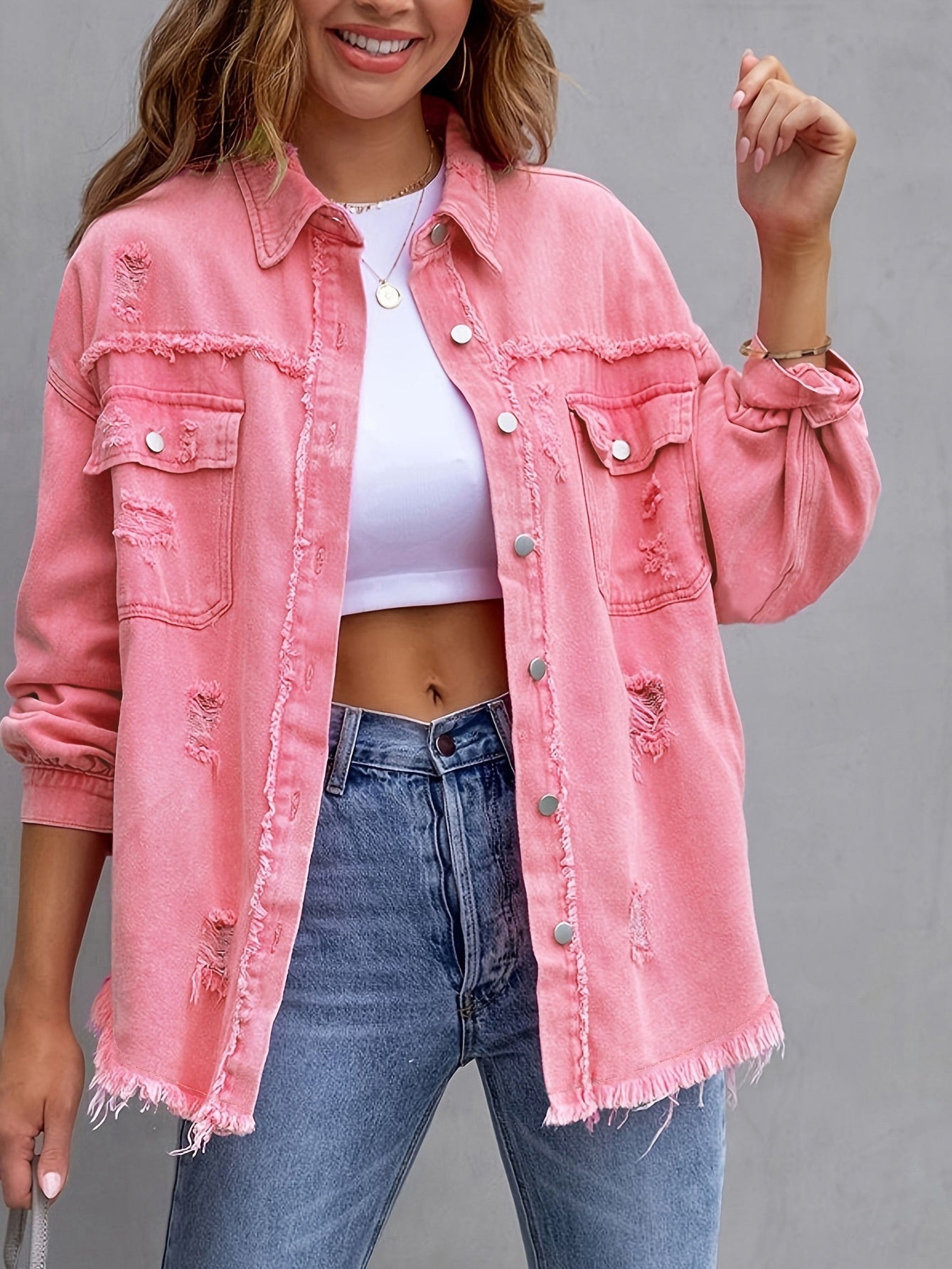 Distressed Shirt Jacket