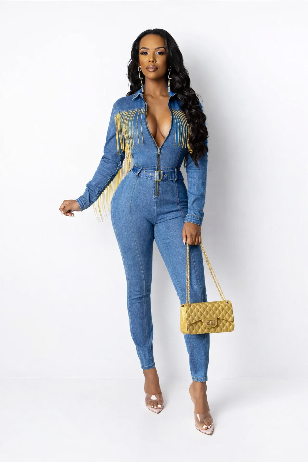 Denim Fringe Jumpsuit