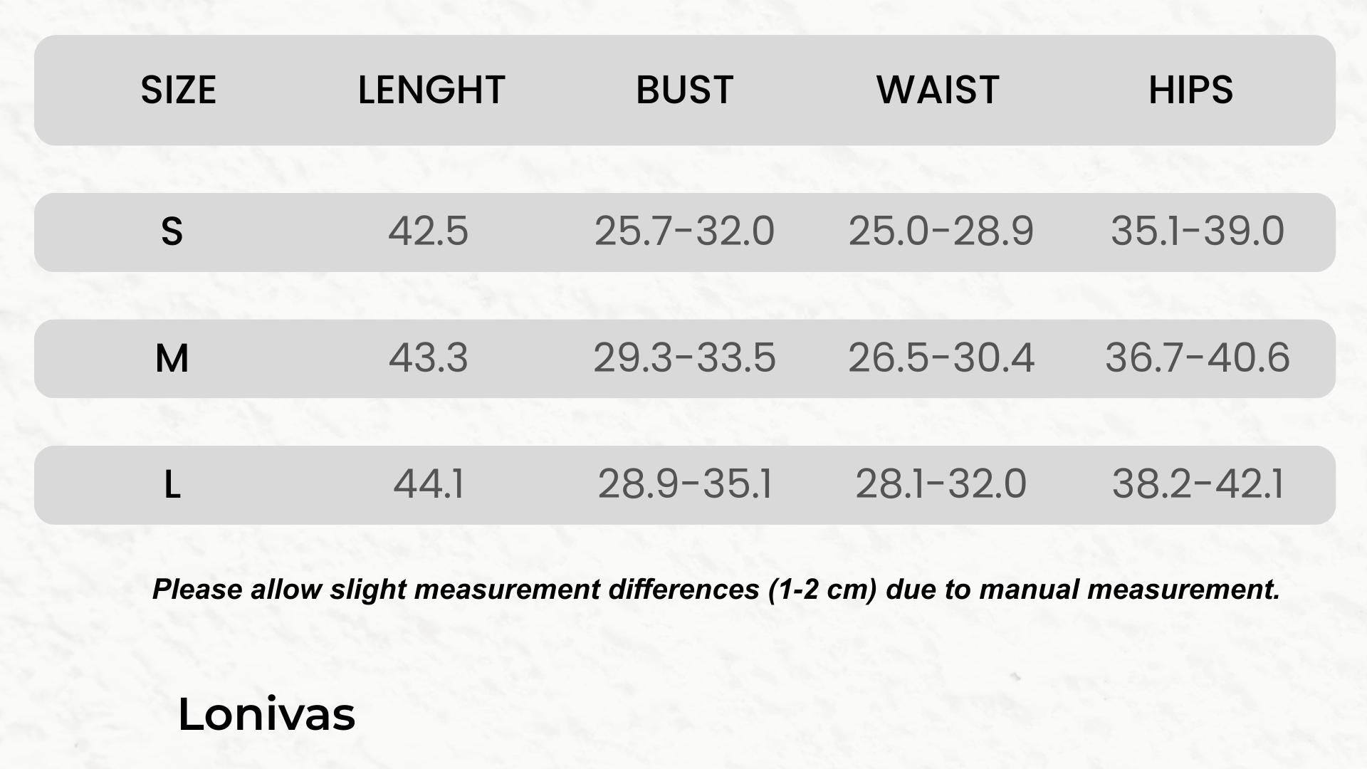 SIZE GUIDE inches