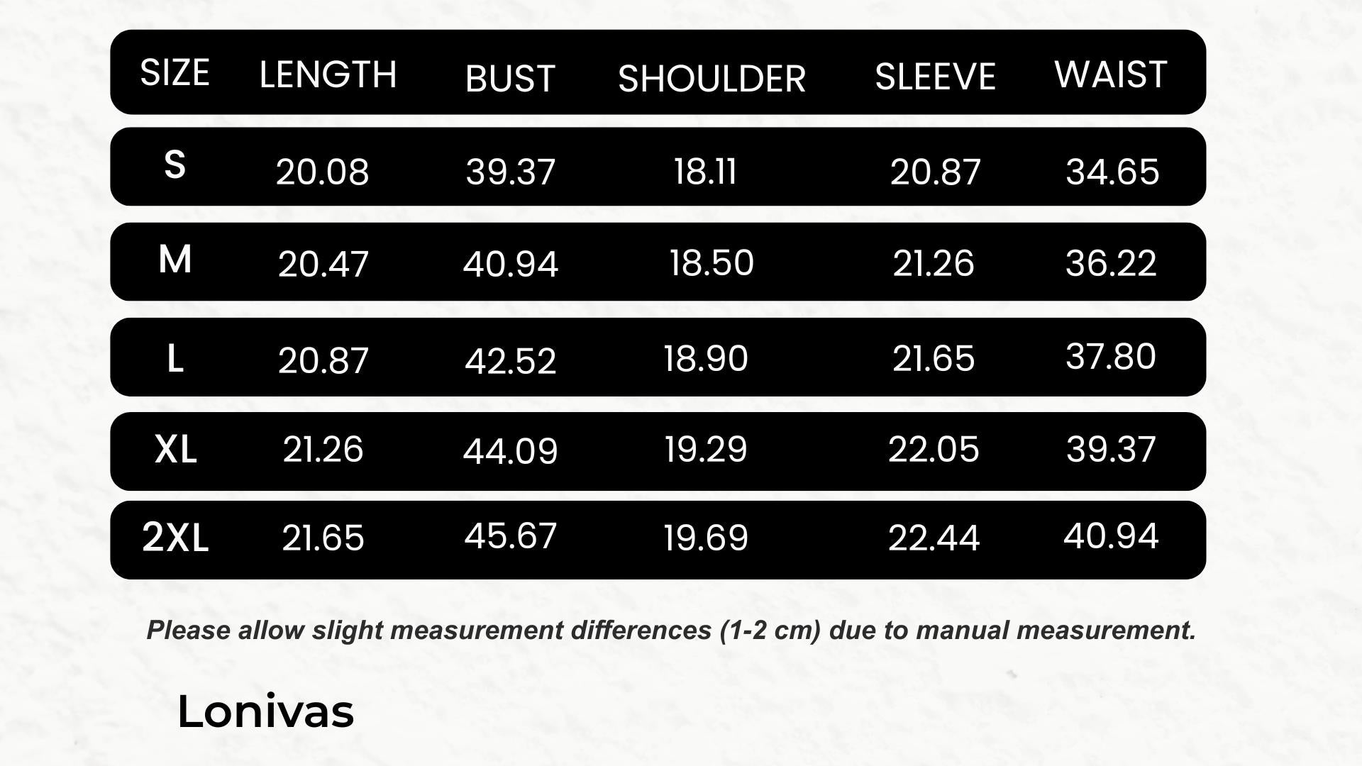 SIZE GUIDE inches