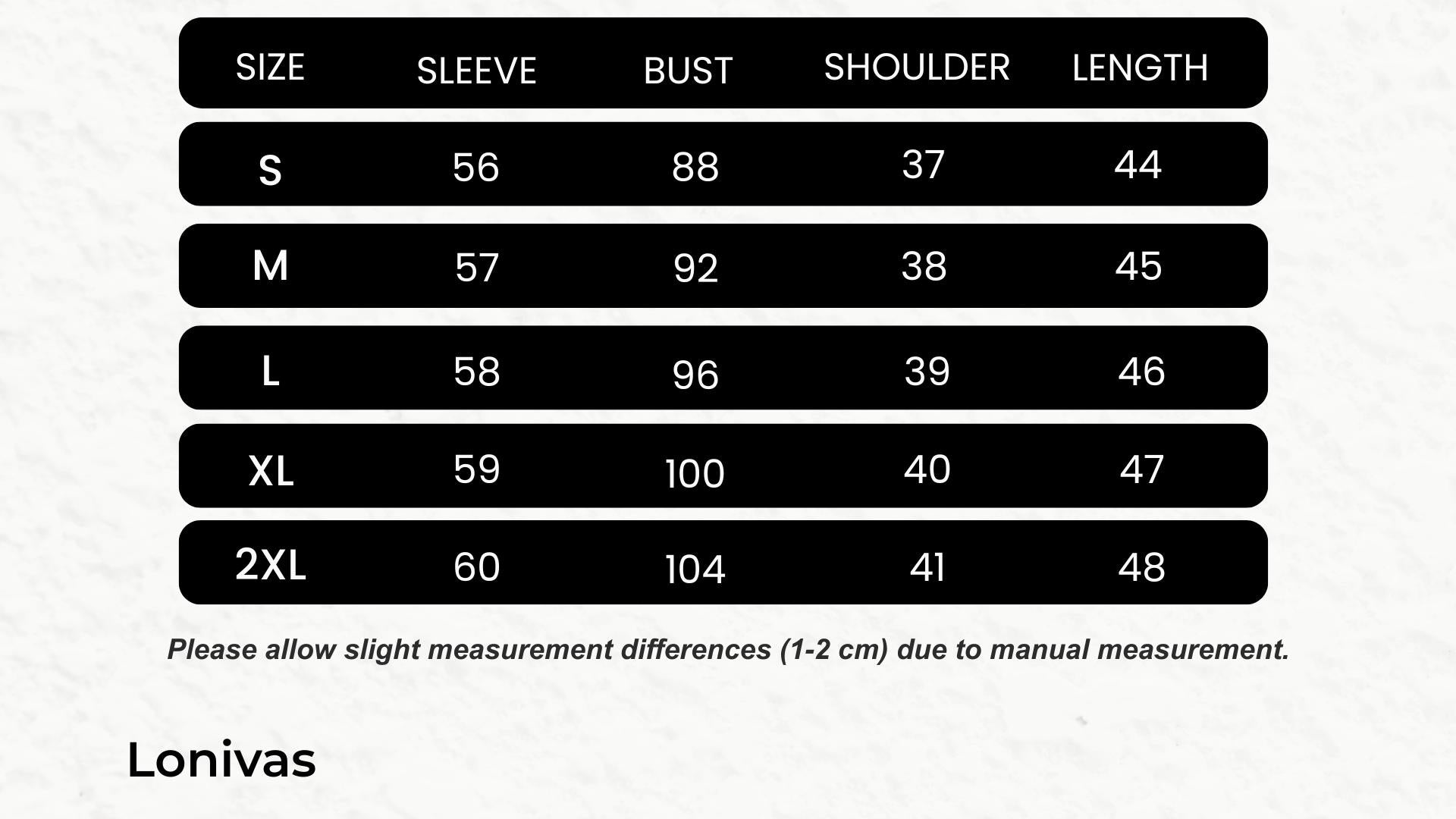 SIZE GUIDE cm