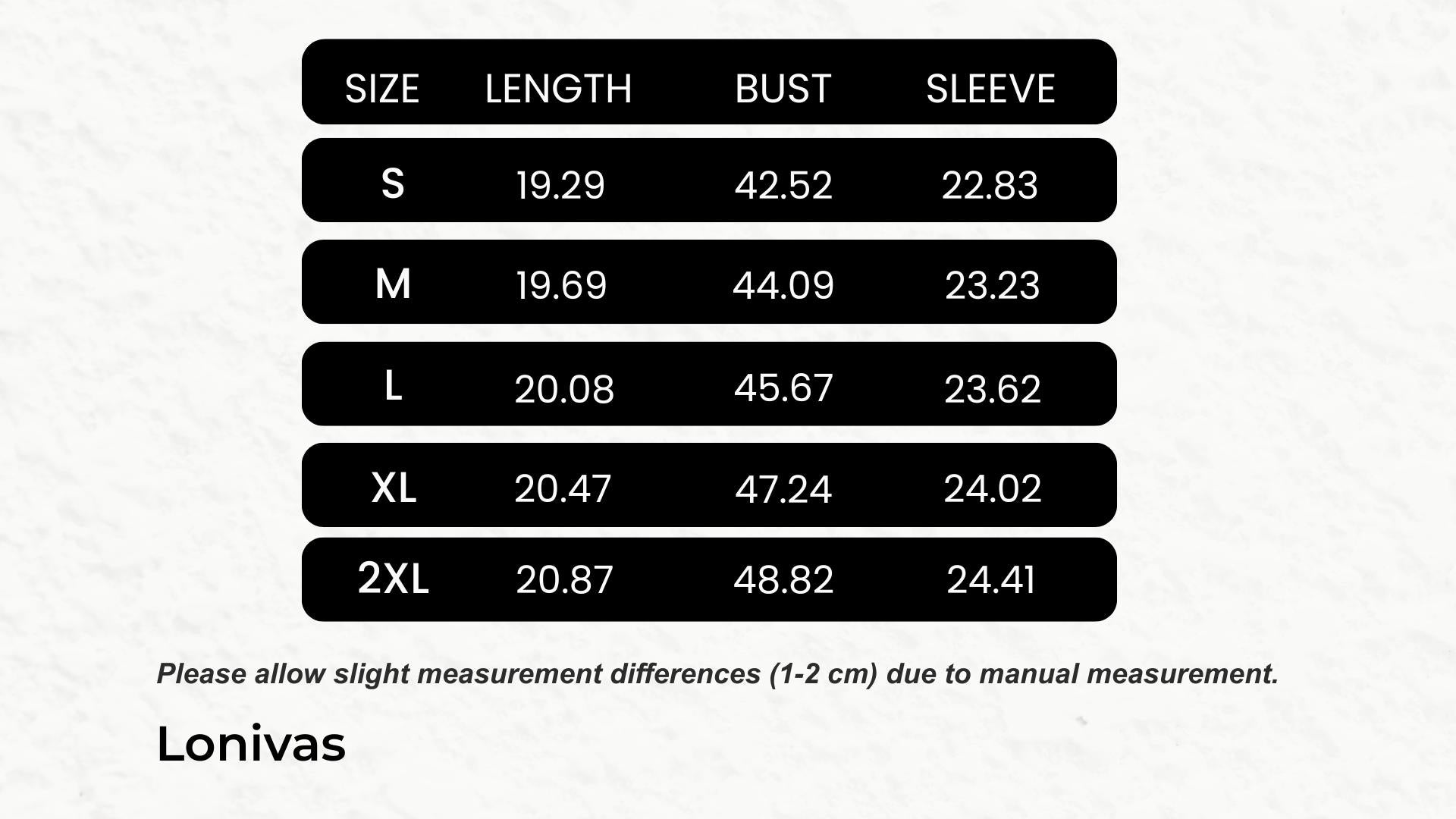 SIZE GUIDE inches