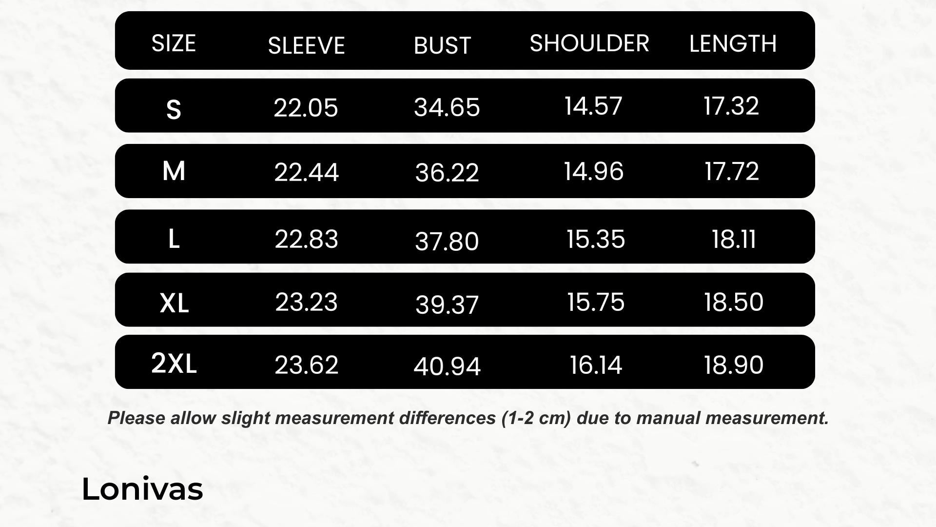 SIZE GUIDE inches