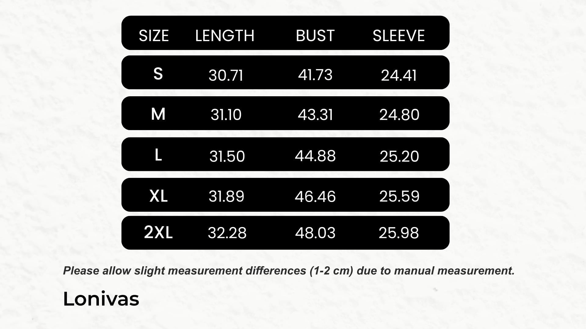 SIZE GUIDE inches
