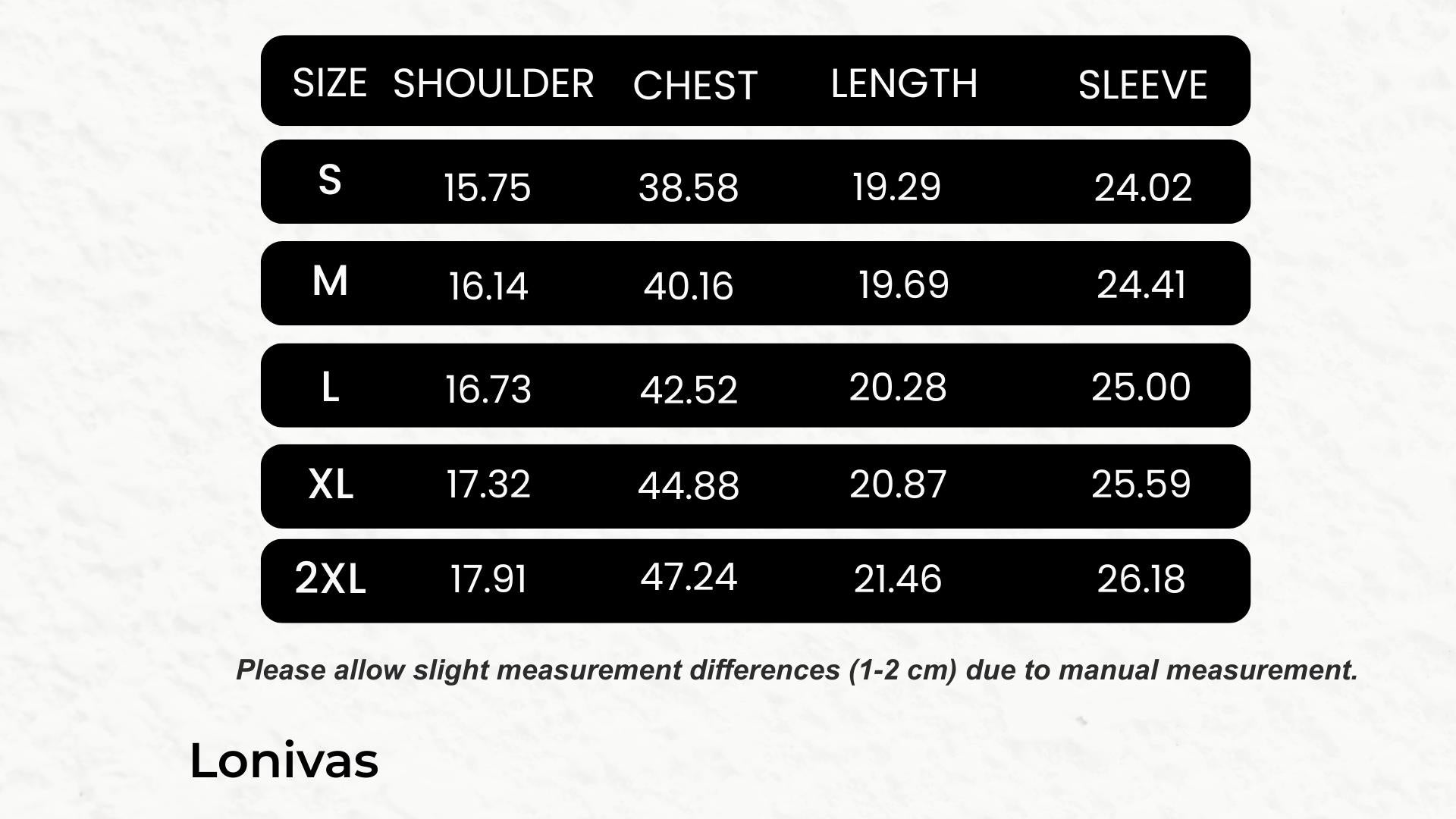 SIZE GUIDE inches