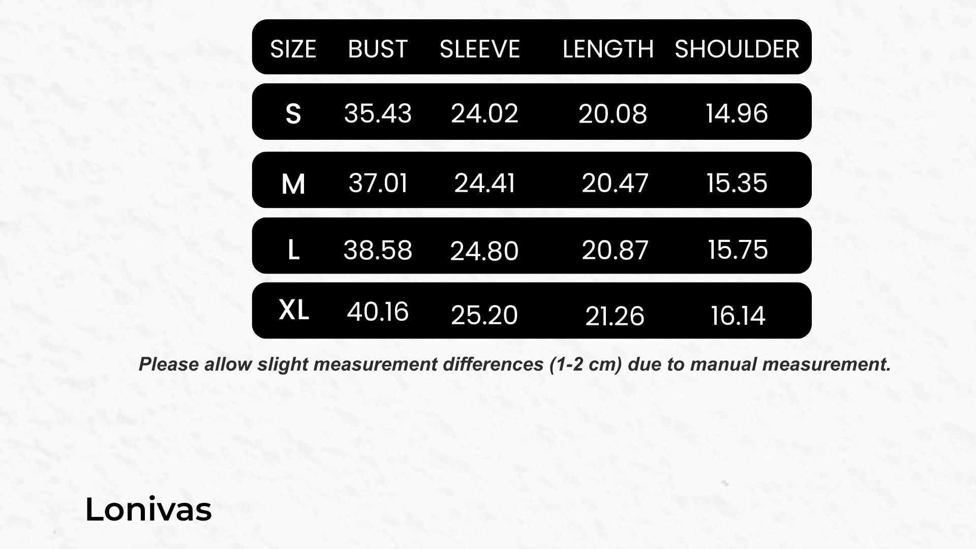 SIZE GUIDE inches