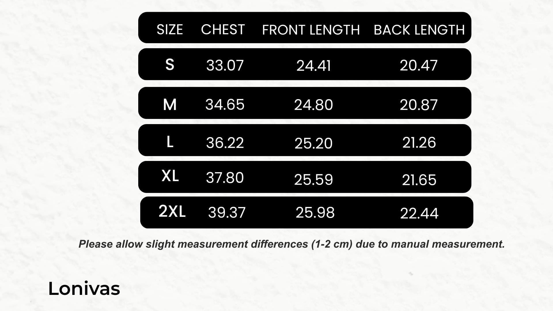 SIZE GUIDE inches