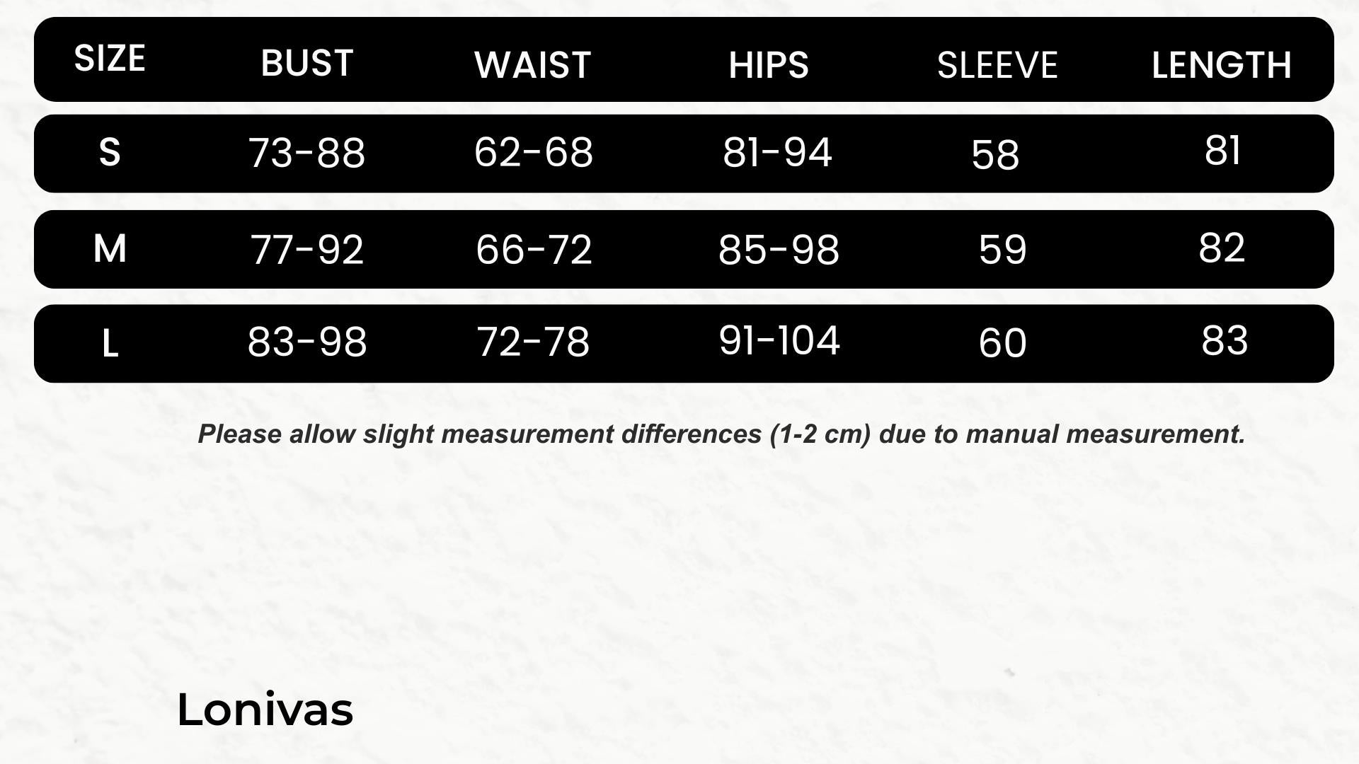 SIZE GUIDE cm