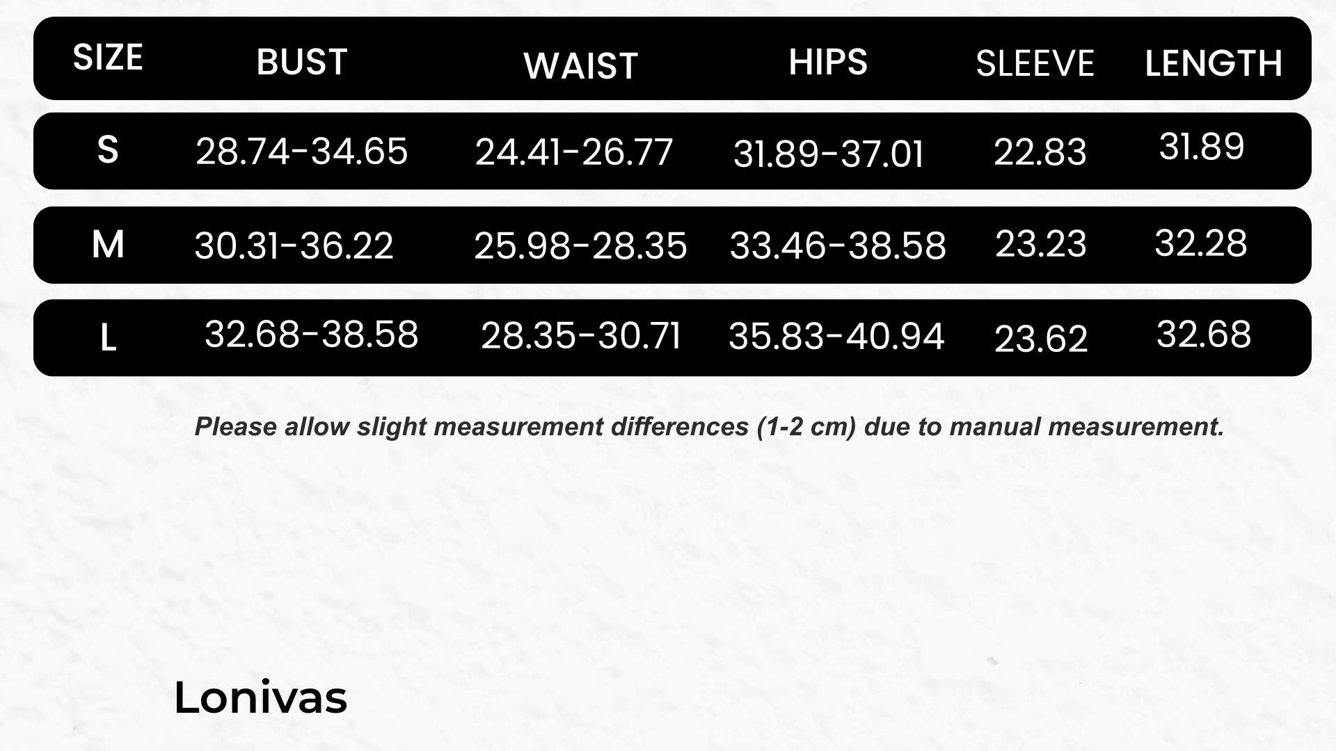 SIZE GUIDE inches