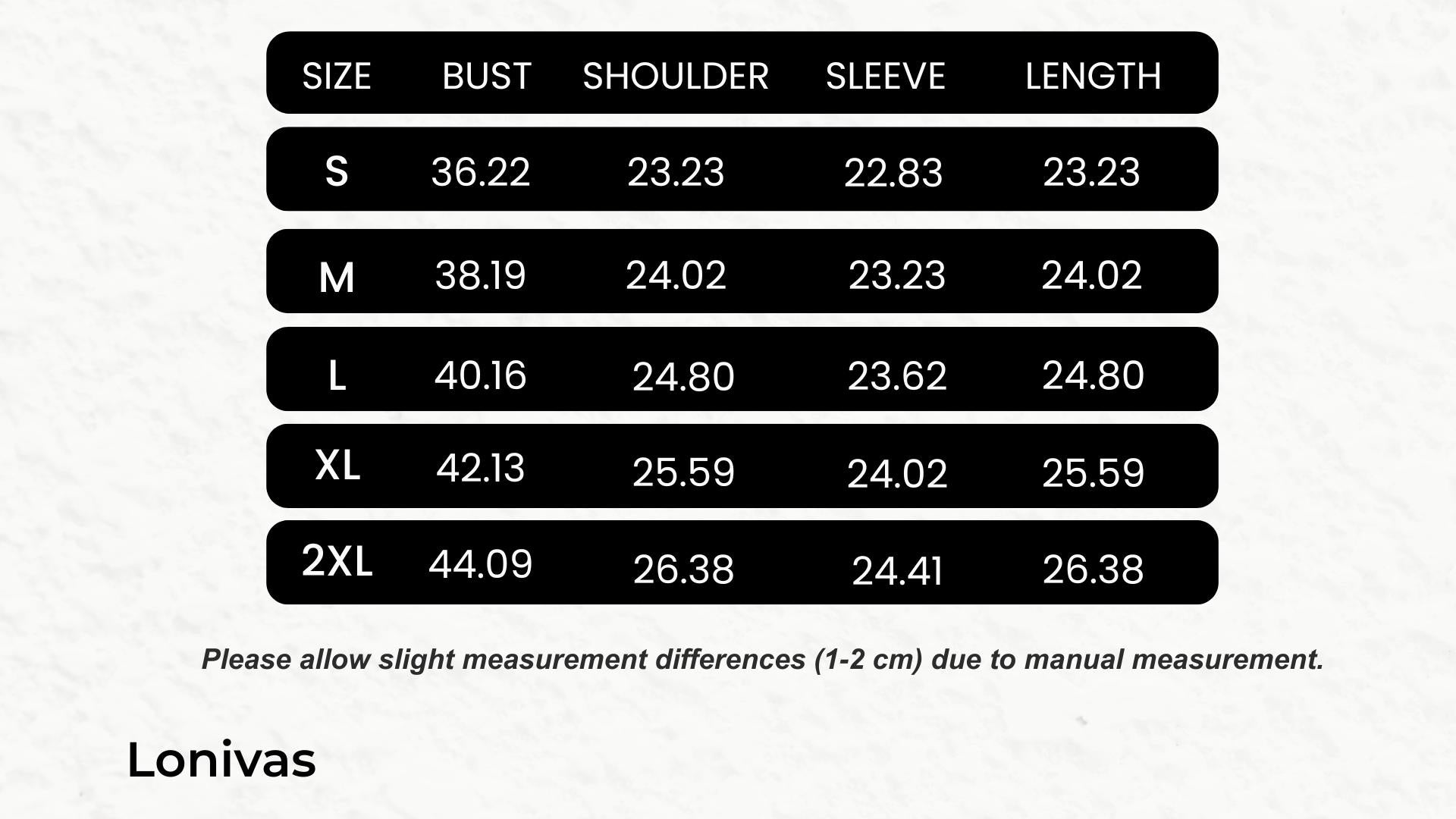 SIZE GUIDE inches