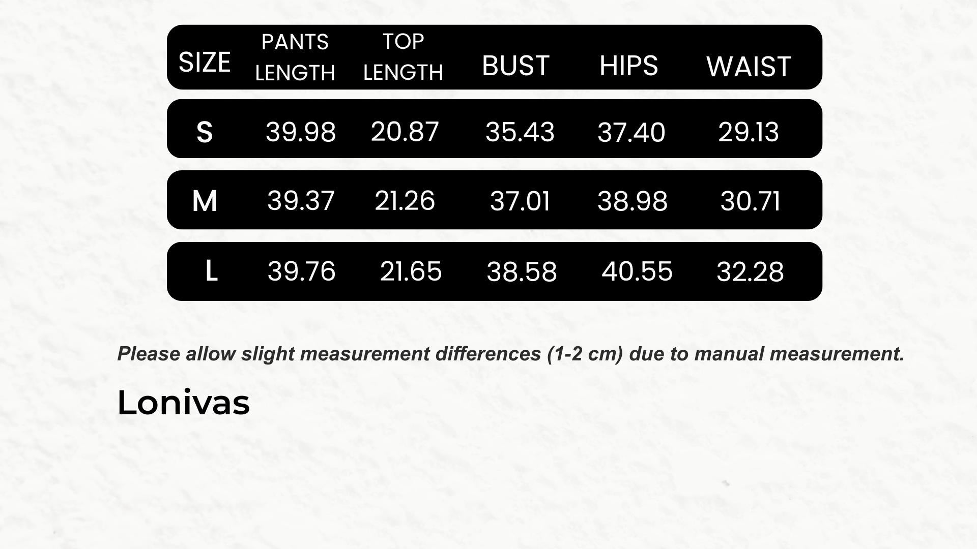SIZE GUIDE inches