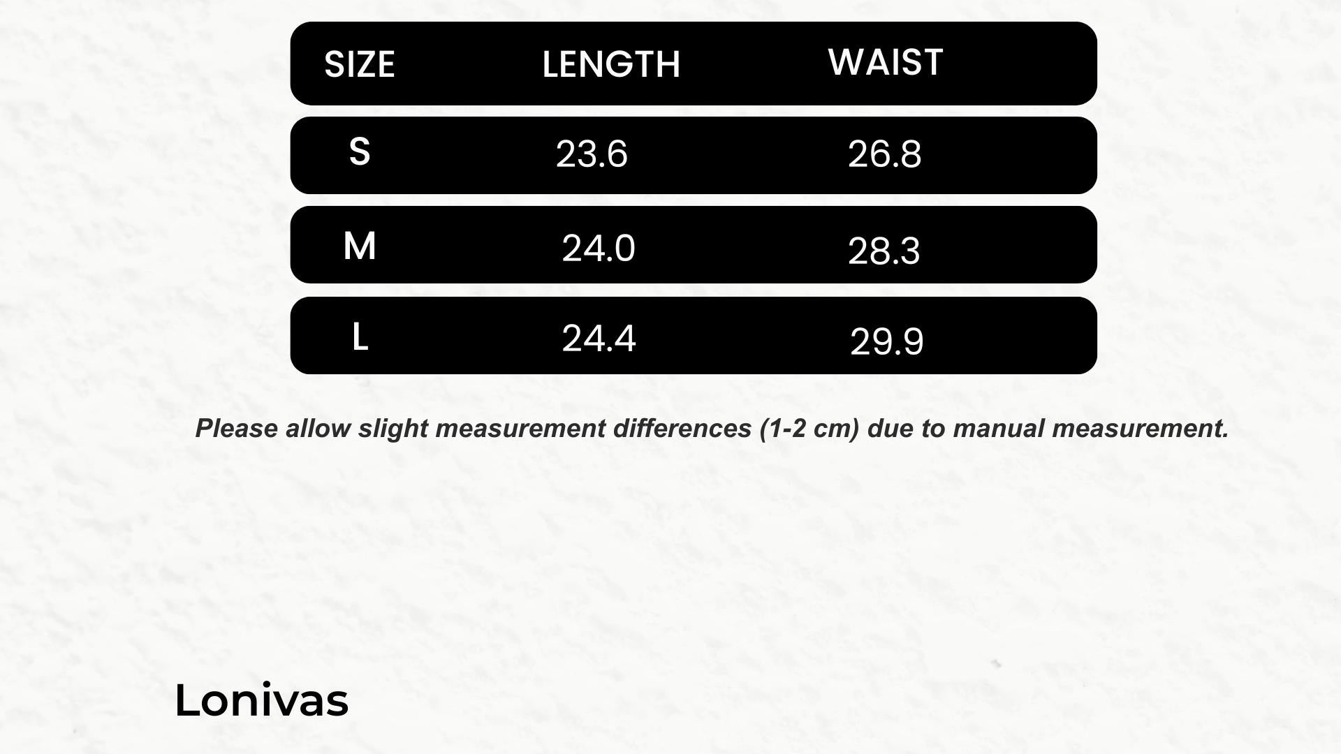 SIZE GUIDE inches