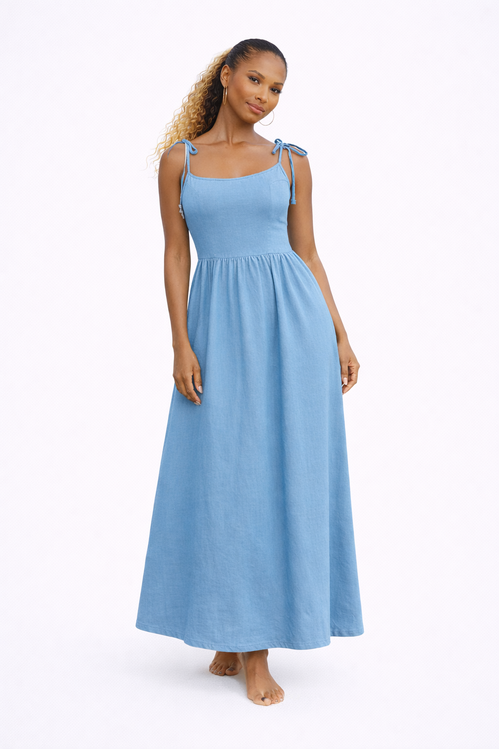 Backless V-Neck Maxi Dress