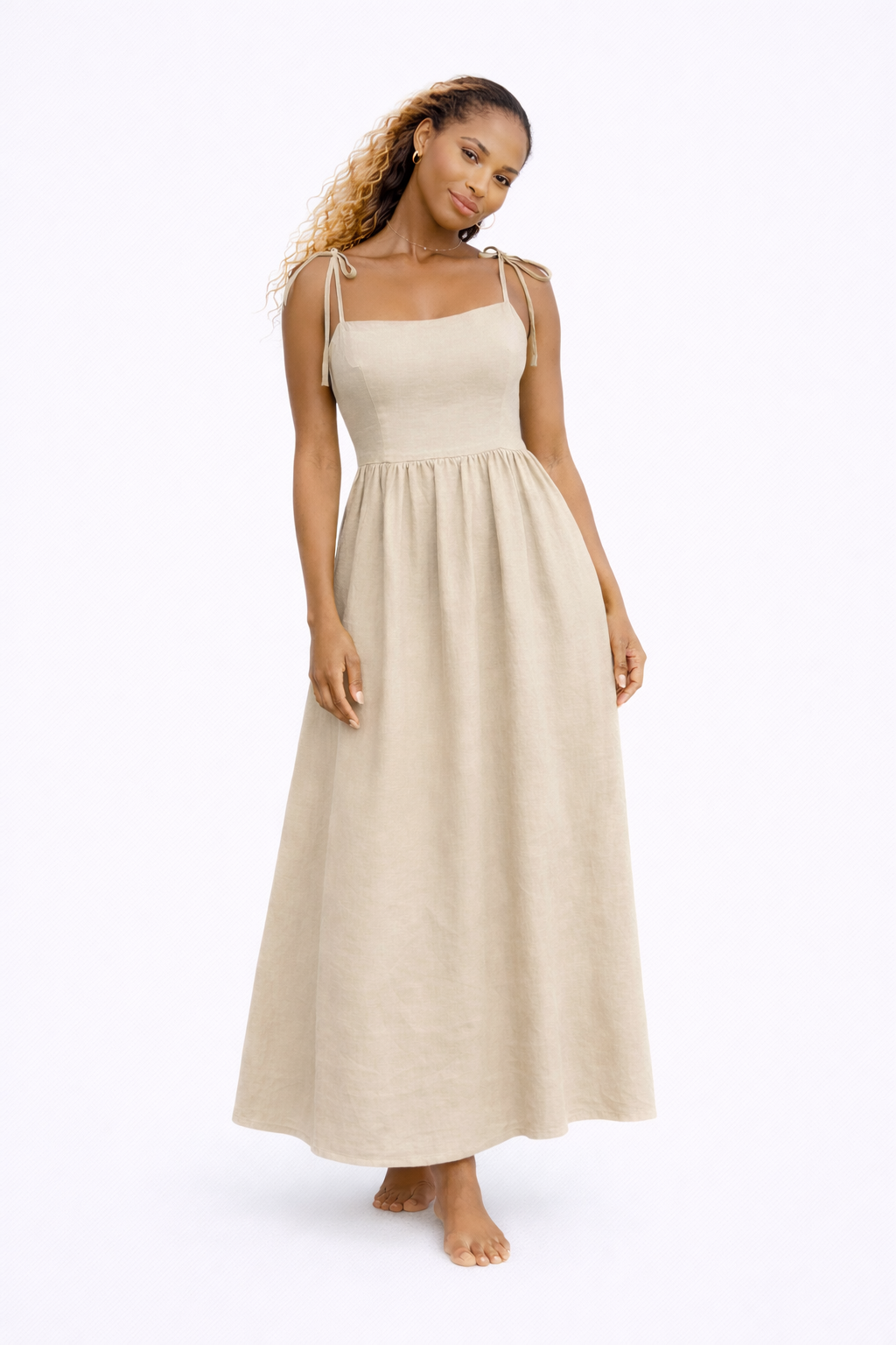 Backless V-Neck Maxi Dress