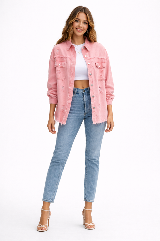 Distressed Shirt Jacket