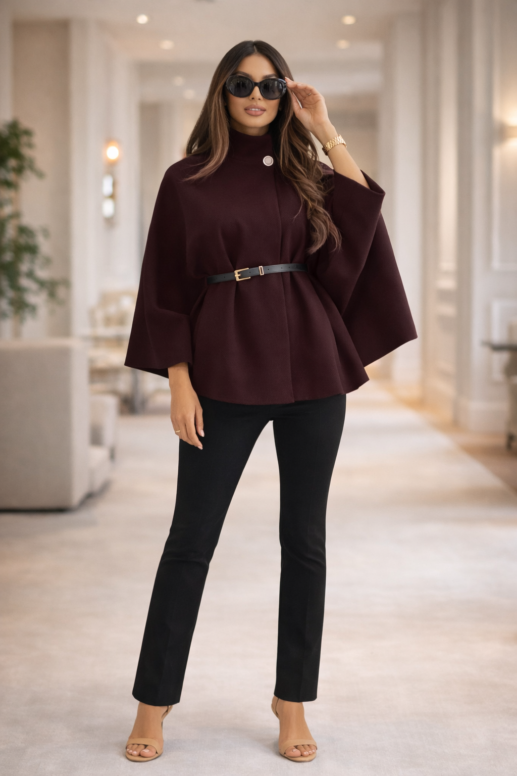 Belted Batwing Knit Jacket