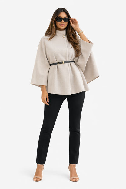 Belted Batwing Knit Jacket