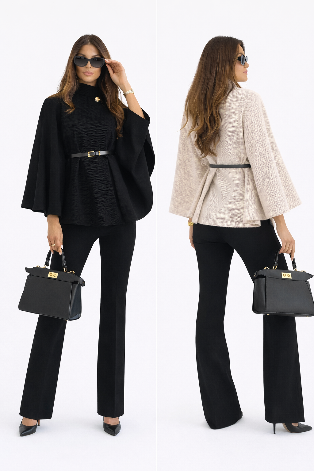 Belted Batwing Knit Jacket
