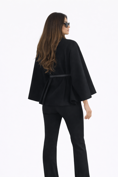 Belted Batwing Knit Jacket