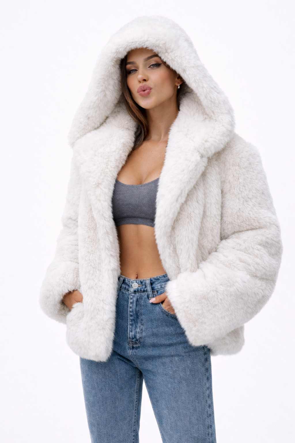Faux Fur Hooded Jacket