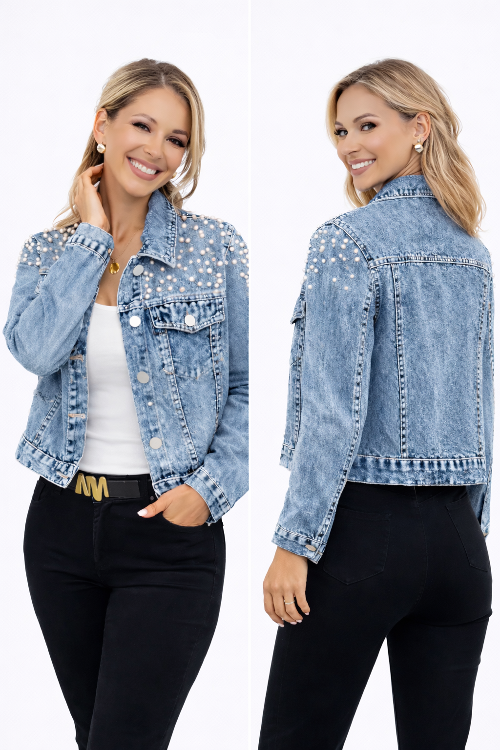 Pearl Accent Cropped Jacket