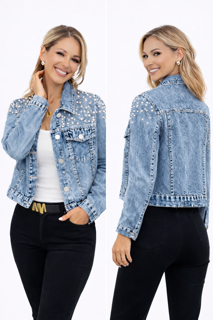 Pearl Accent Cropped Jacket