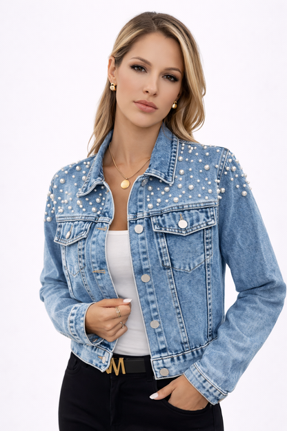 Pearl Accent Cropped Jacket