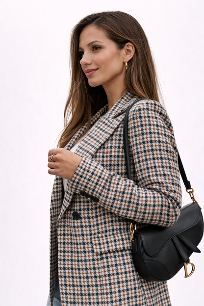 Longline Plaid Blazer