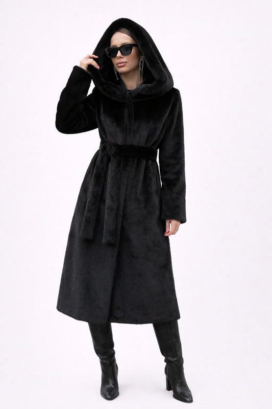Hooded Faux Fur Coat
