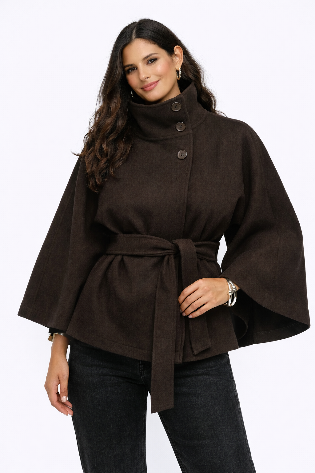 High-Neck Batwing Coat