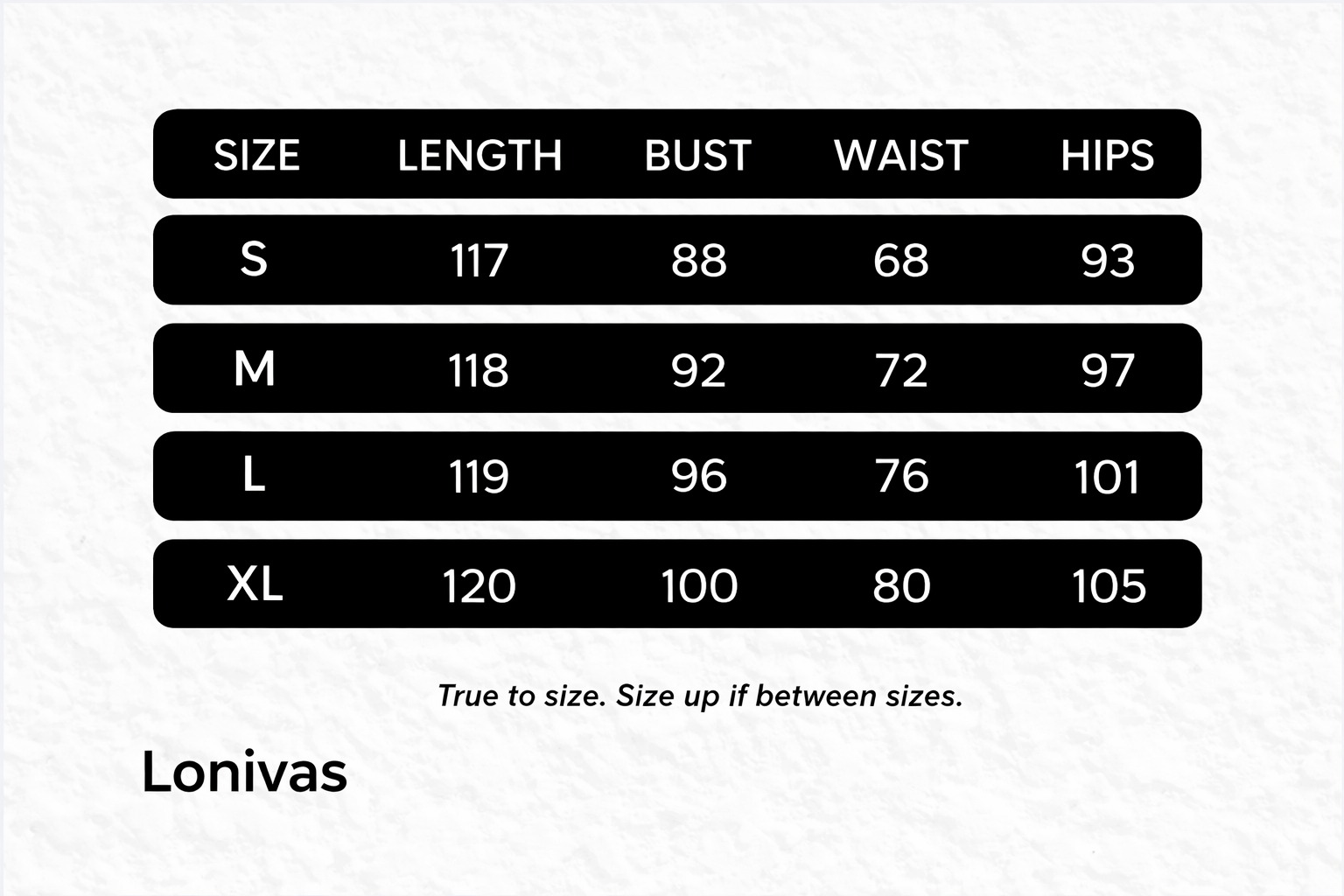 SIZE GUIDE cm
