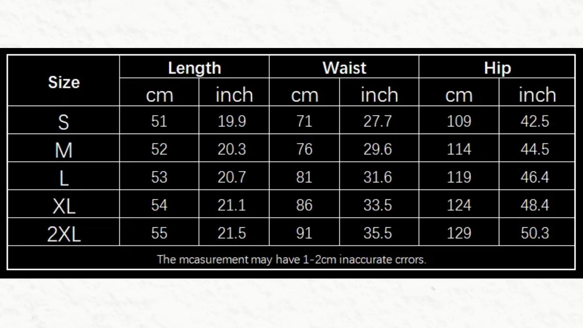 SIZE GUIDE inches
