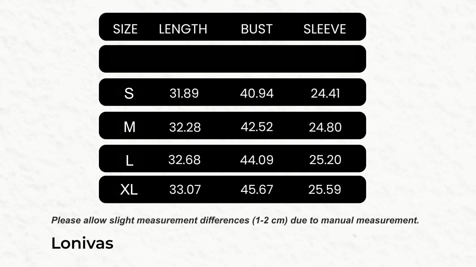 SIZE GUIDE inches