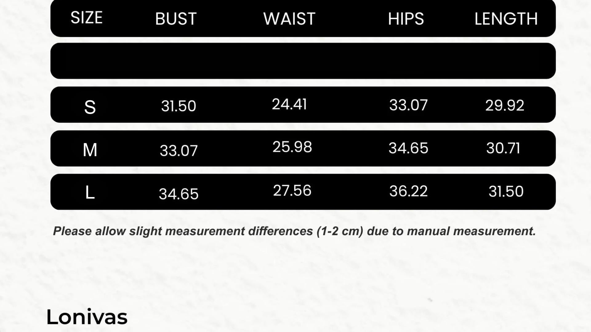 SIZE GUIDE inches