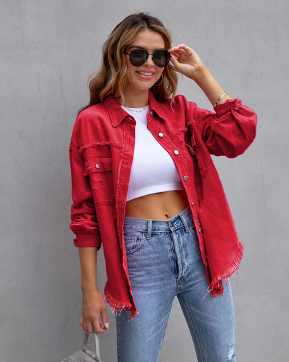 Distressed Shirt Jacket